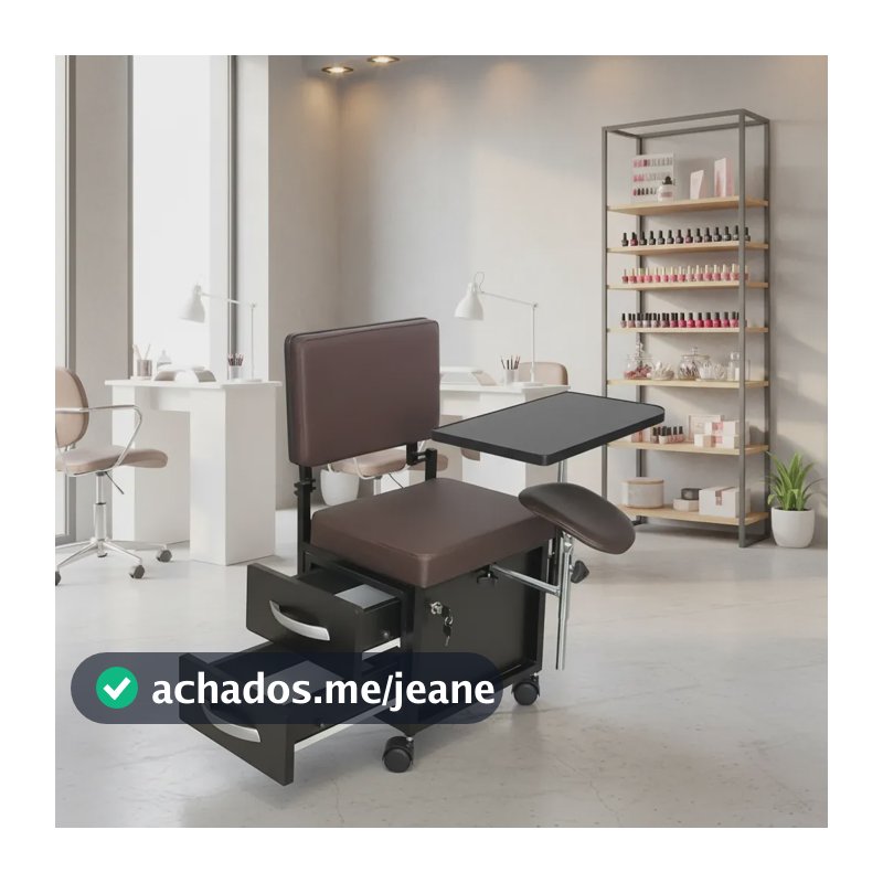 Cadeira Manicure Cirandinha Evolux Café Armário Preto