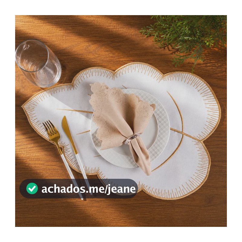 Kit Completo Jogo Americano Bordado 12 Peças Mesa Posta Folha Marfin