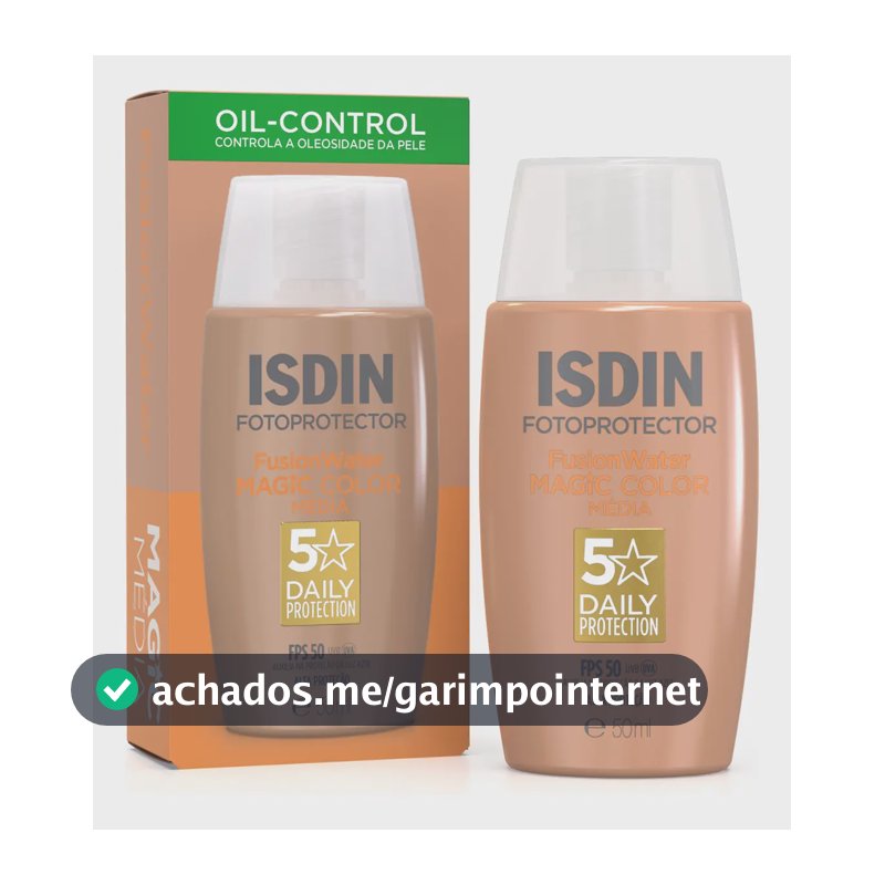 ISDIN Protetor Solar Facial Fusion Water Magic Color FPS 50 - Cor Média - 50ml