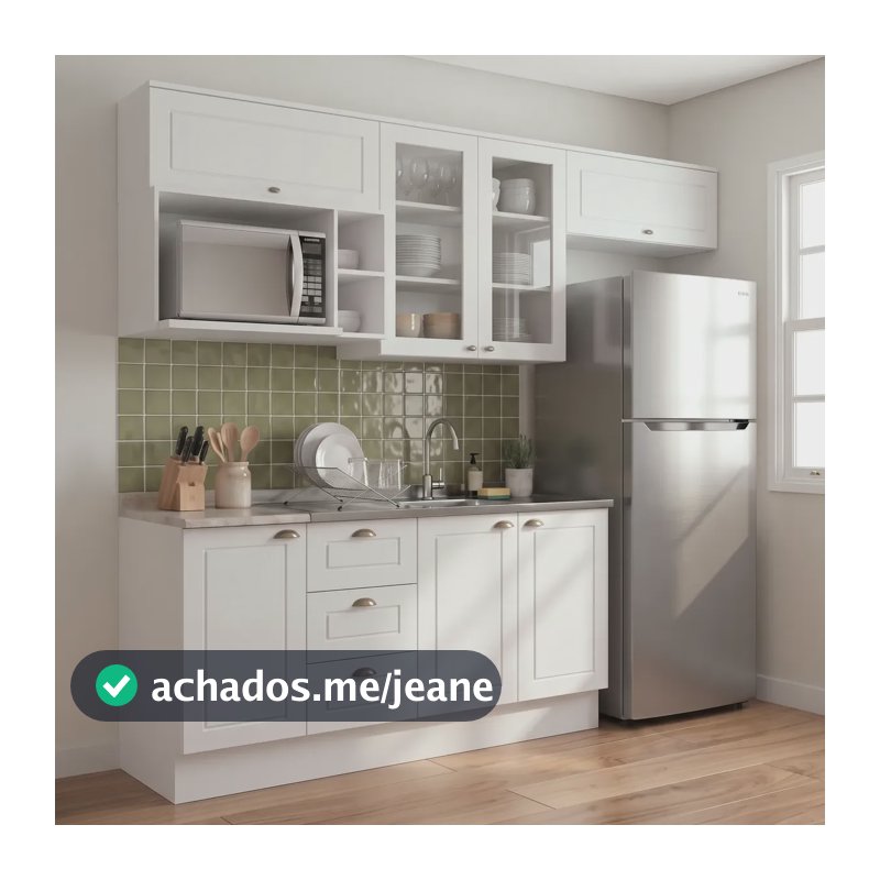 Cozinha Compacta 6 Peças Com Aéreo Para Micro-ondas Emily Branco Hp/calcare