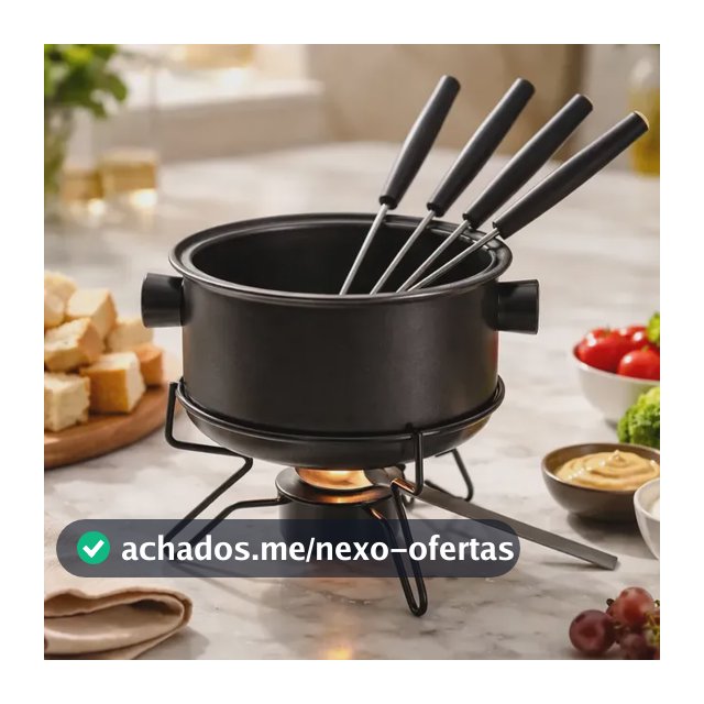 Conjunto De Fondue Panela Antiaderente Preto 700ml 7pcs - Le Roux