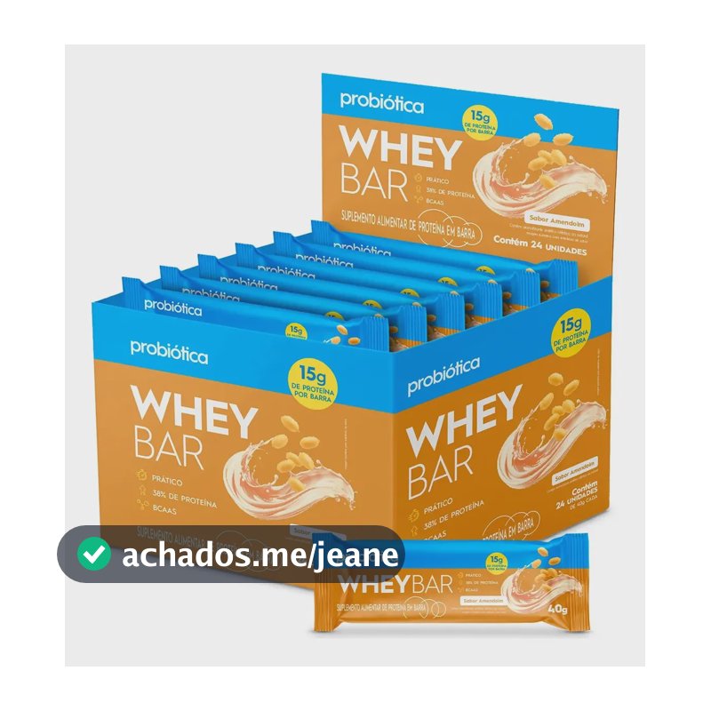 Whey Bar C/ 24 Barras - Probiótica Sabores Amendoim
