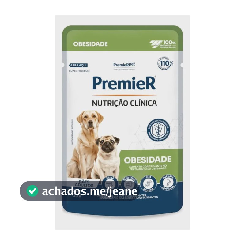 Sachê Premier Nutrição Clínica Obesidade Cães Adultos 85g