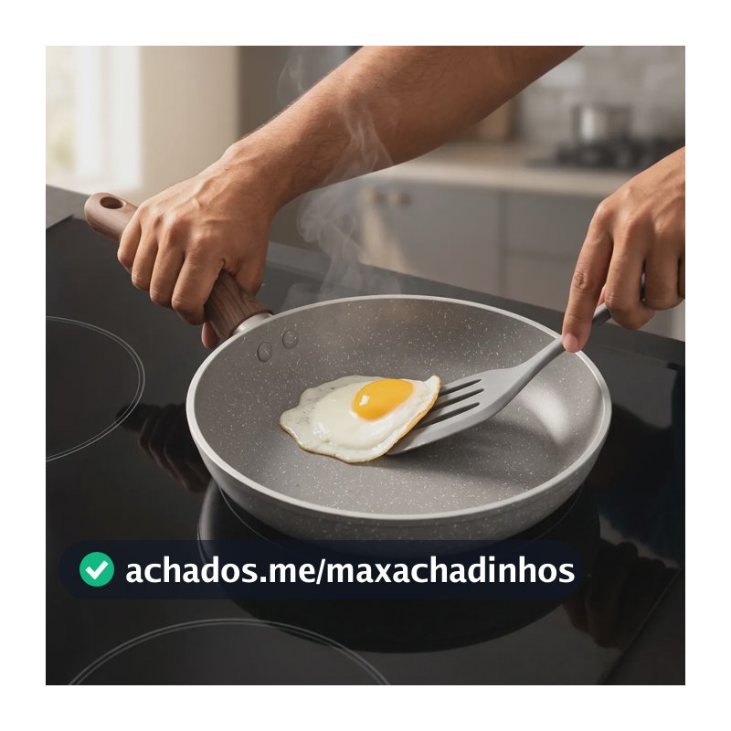Kit Frigideira Antiaderente Cerâmica / Espátula Silicone Cinza