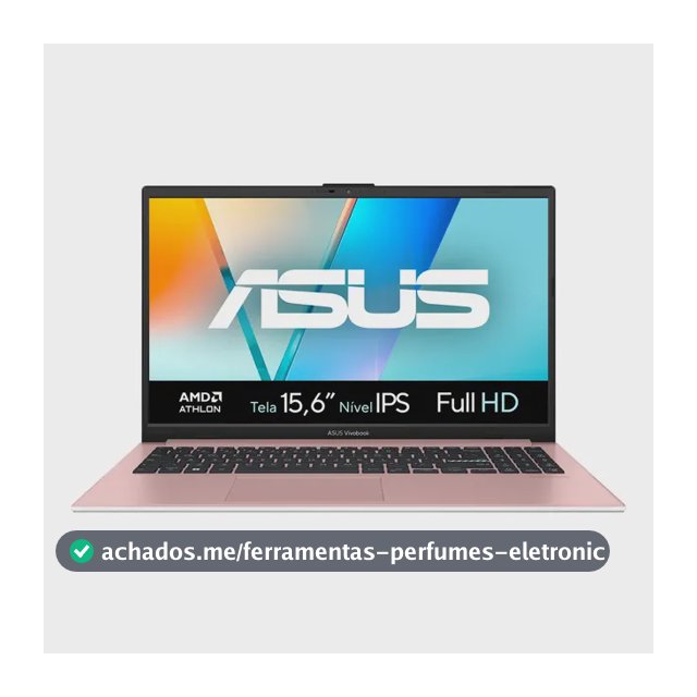 Notebook ASUS Vivobook Go 15, Athlon Silver 10, 8GB RAM, 128GB SSD, Windows 11 Home, Tela 15,6" FHD nível IPS, Rose Pink - E1504FA-BQ5316WS