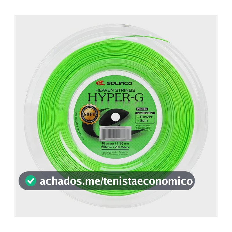 Corda Solinco Hyper G Soft 16 Co-poliéster 1.30mm 200m Verde