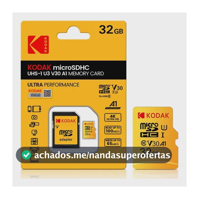 Cartão Microsd Kodak 32gb 100mb/s 4k