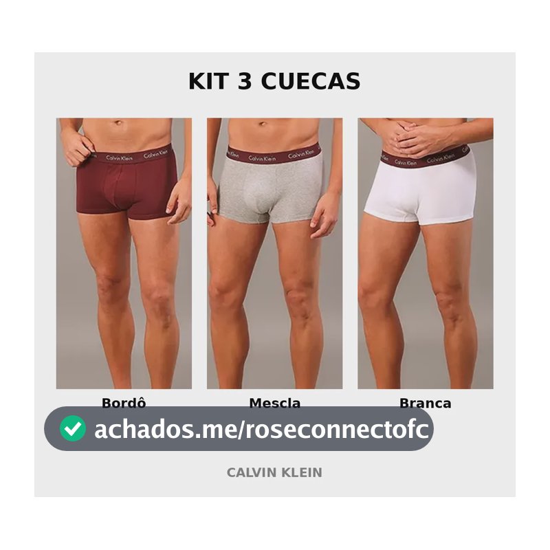 Kit 3 Cuecas Calvin Klein Low Rise Trunk Bordô Liso G