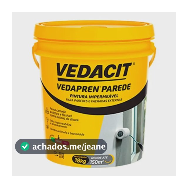 Pintura Impermeável Vedacit Vedapren Parede Branco 18kg para Paredes Externas