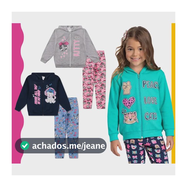 2 Conjunto Infantil Feminino Moletom Menina Legging Peluciad