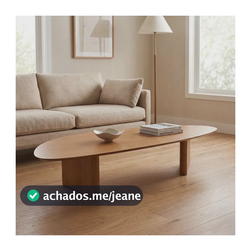 Mesa De Centro Orgânica Madeira Maciça 120cm De Lavie Mel