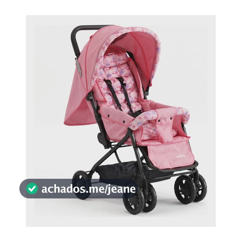 Carrinho De Bebê Stillo Supremo Rosa Gatinhos - Reclinável Rosa Gatinhos
