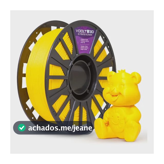 Filamento PLA Amarelo 1Kg 1,75mm Voolt3D Para Impressão 3D Impressoras 3D High Speed Imprimir Peças 3D Peças Decorativas Fabricação Nacional