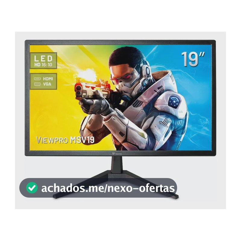 Monitor LED 19" ViewPro Resolução 1440x900 HDMI VGA VESA Preto
