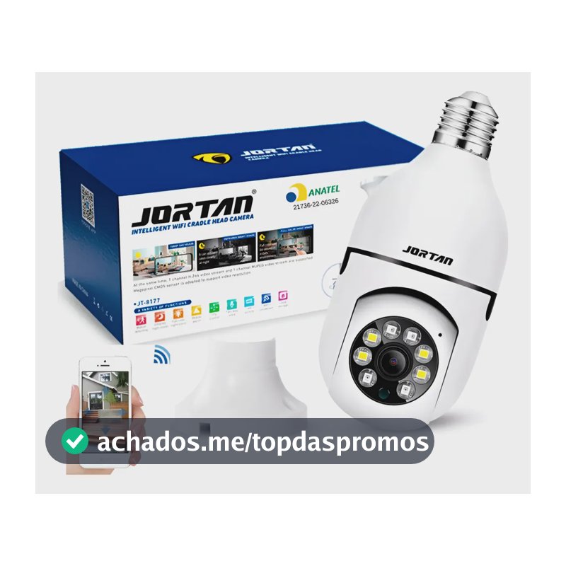Câmera Lâmpada Segurança Inteligente Visão Noturna Hd Wifi Cor Branco