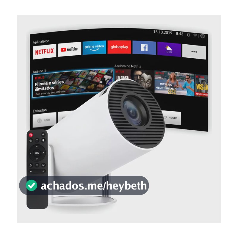 Projetor Portátil 4k Hd Android 11.0 Smart Wifi 5g Bluetooth Branco 127/220v