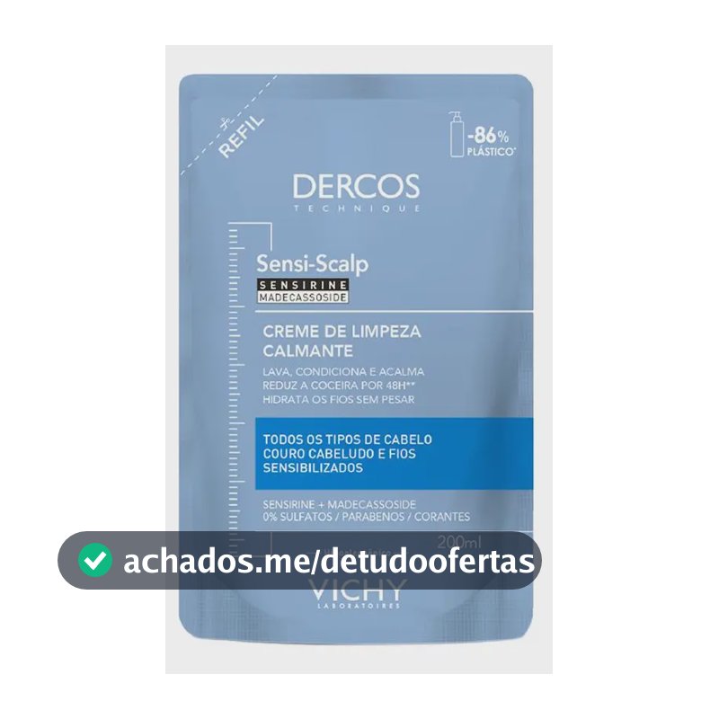 Creme de Limpeza Capilar Dercos Sensi-Scalp Calmante para Cabelos Sensíveis Refil 200ml Vichy