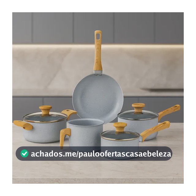 Jogo de Panelas 5 Peças Antiaderente Cerâmico Grafite Mimo Style - Conjunto Completo