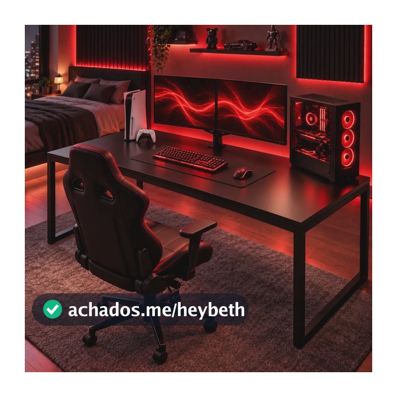 Mesa Gamer Industrial 150cm Com Estrutura Em Aço Para Pc Preto