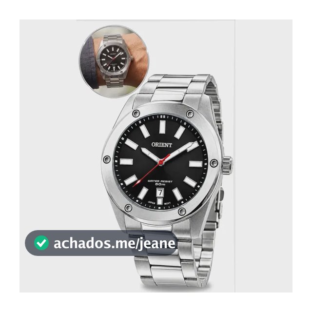 Relógio Orient MBSS1464-P1SX Masculino Aço Inoxidável Prateado Fundo Preto Analógico