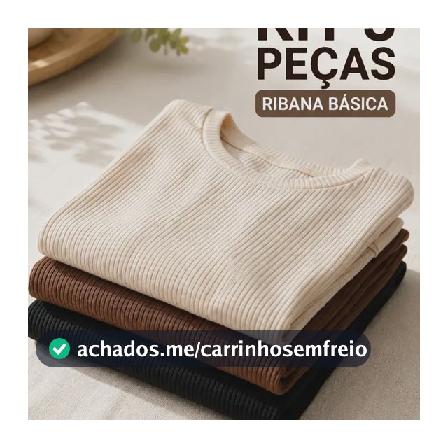 Kit 3 Blusa Feminina Ribana Canelado Básica Casual Preto / Marrom / Off White Canelado G/gg (44-46)