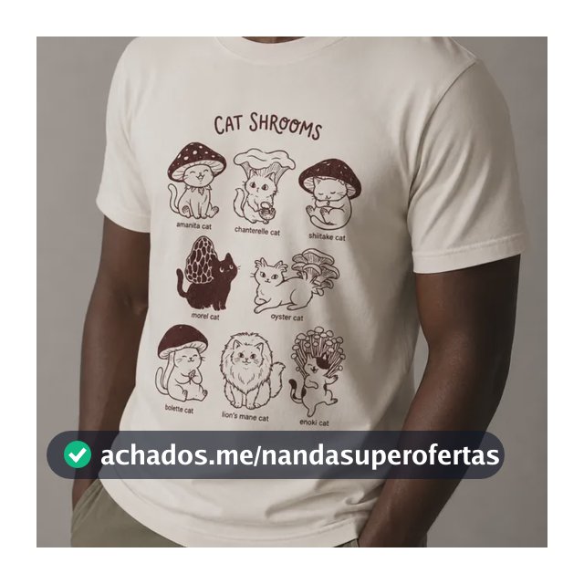 Camiseta Cat Shrooms Branco Cat P Personalizado