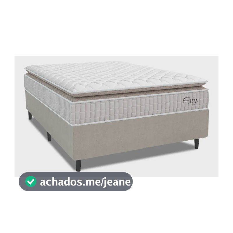 Cama Box Casal Molas Ensacadas City Pillow Bege Até 110kg Branco/bg