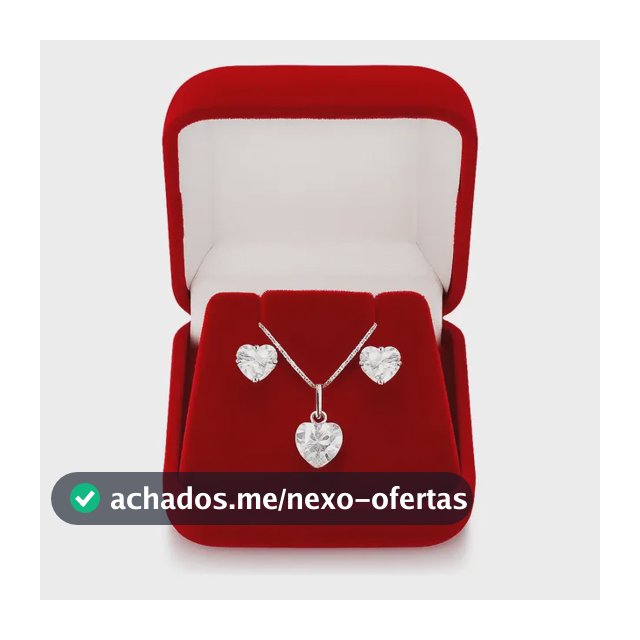 Colar Prata 925 Legítima + Brincos Feminino Coração Zircônia Prateado