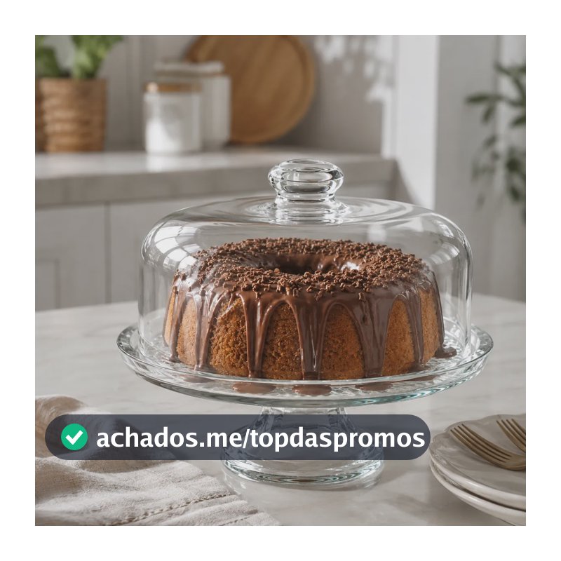 Boleira Vidro Com Tampa Pé Média 28cm Decoração Transparente Transparente