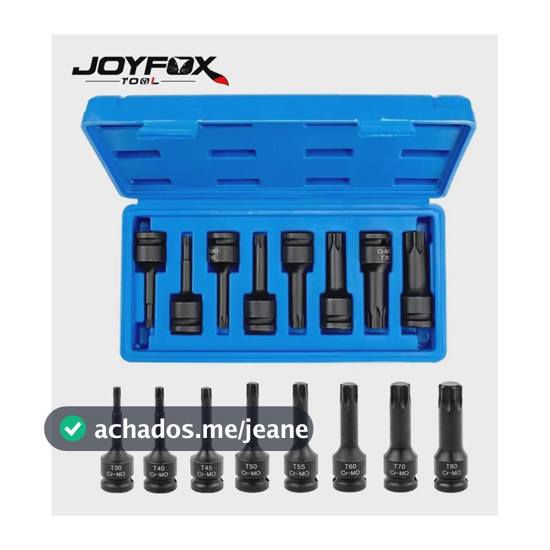 Kit de Soquetes de Impacto Torx Joyfox para Parafusadeira 1/2" (8 Peças)