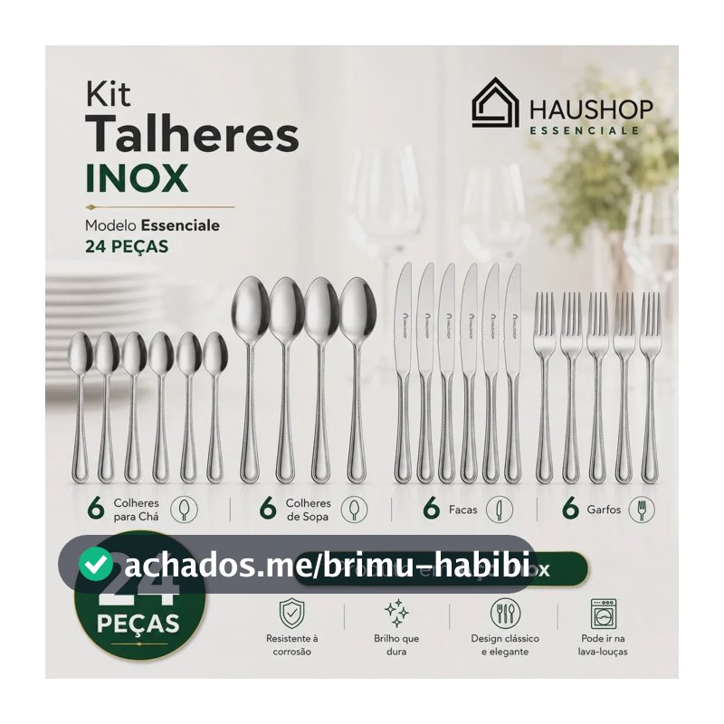 Faqueiro Inox 24 Peças Essenciale Haushop Jogo De Talheres Conjunto Mesa Posta Premium Resistente