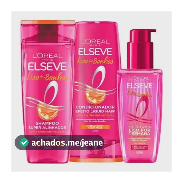 L'Oréal Paris Elseve Liso dos Sonhos Kit Shampoo, Condicionador e Sérum, com Tecnologia Ativada por Calor para um Liso por 1 Semana, Efeito Antifrizz e Barreira Protetora Contra Umidade