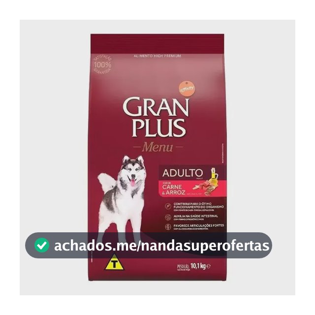 Ração Cães Médios E Grandes Carne Arroz Menu 10,1kg Granplus