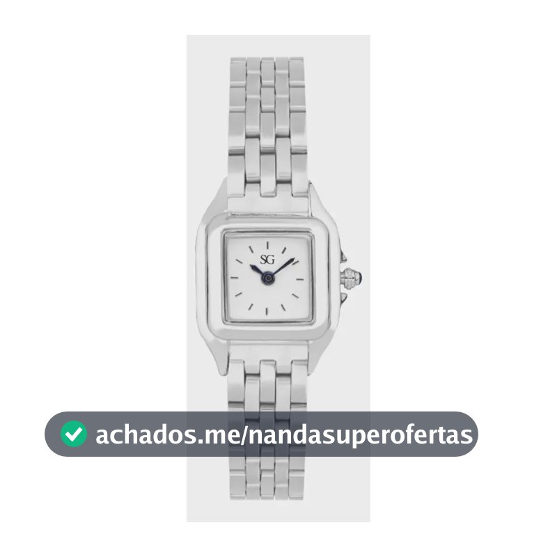 Relógio Feminino Quadrado Prata Boxy Silver 22x30mm