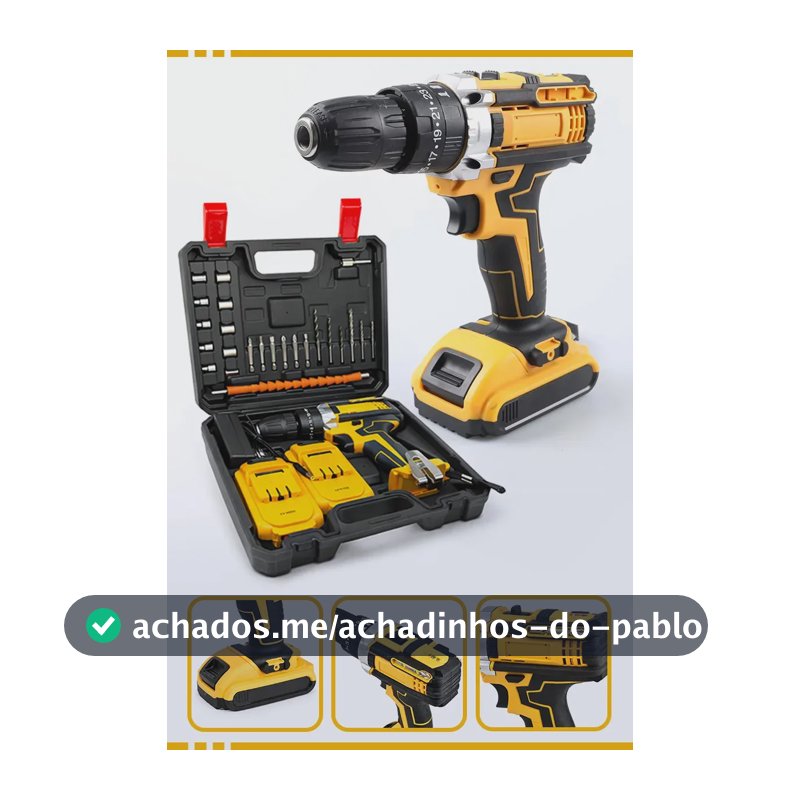 Parafusadeira Impacto Com 2 Baterias e Maleta de Acessórios Mackie Sem Fio Recarregável Com Luz De Led Uso Profissional E Doméstico