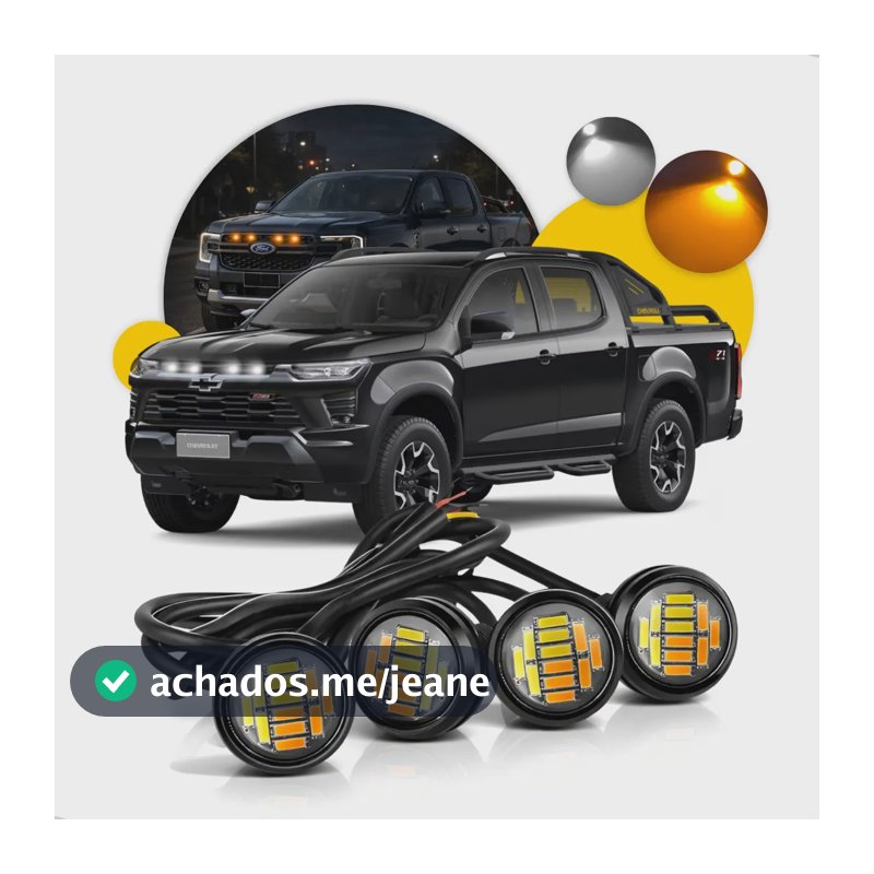 Kit 4 Led Grade Luz Âmbar Caminhonete Strada F250 Ranger S10 Fio Preto Ambar Branco