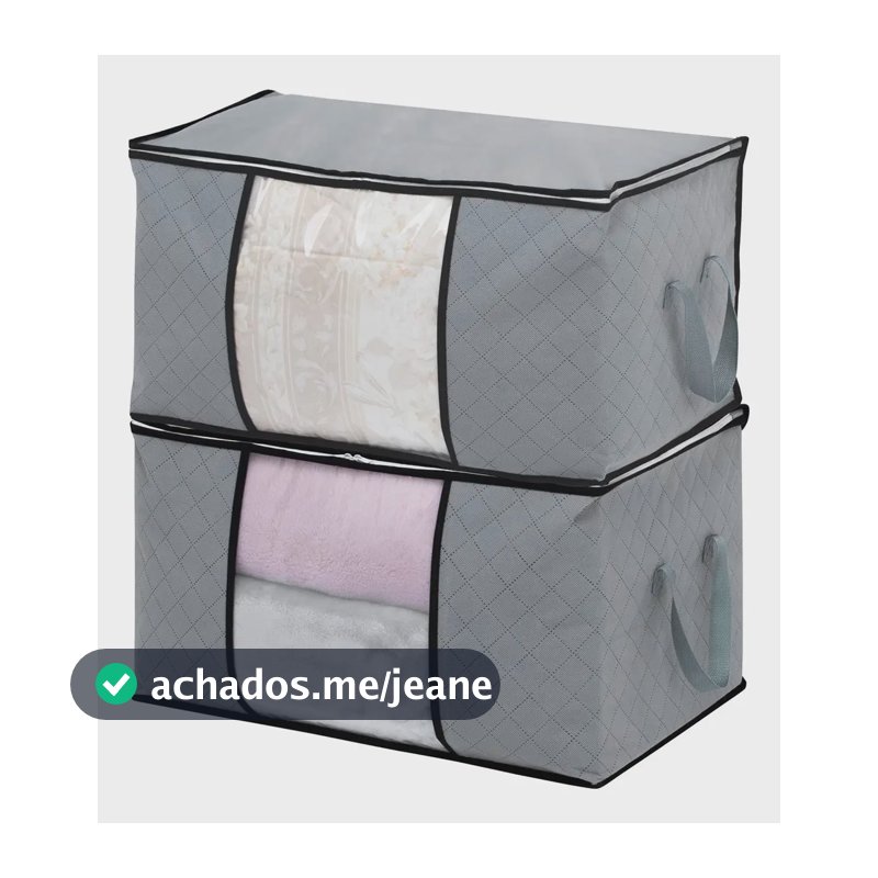 2 Sacos De Armazenamento Edredom Roupas Organizador Kit2 Cinza-escuro