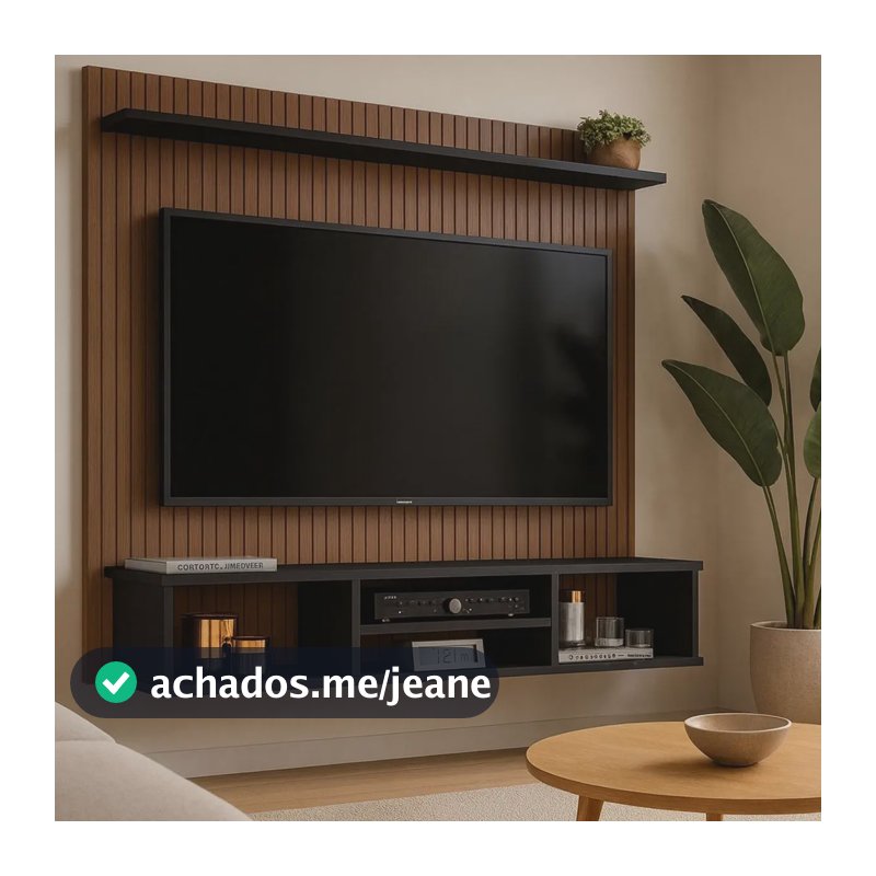 Painel Para Tv Até 50 Polegadas Estante Ripado 3d Everest Preto