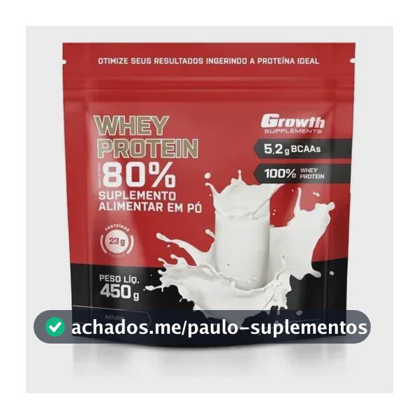 Whey Protein Concentrado 450g Growth Supplements Natural