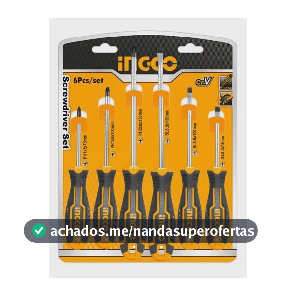 Jogo Chave De Fenda E Phillips Pro Imantado 6 Peças - Ingco