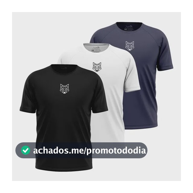 Kit 3 Camisetas Masculina Dry Alpha Lobo Geométrico