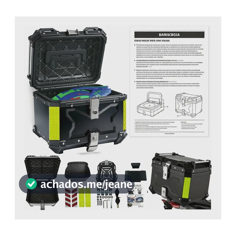 Baú De Moto De Plástico Abs 45l Preto Com Suporte Universal Preto