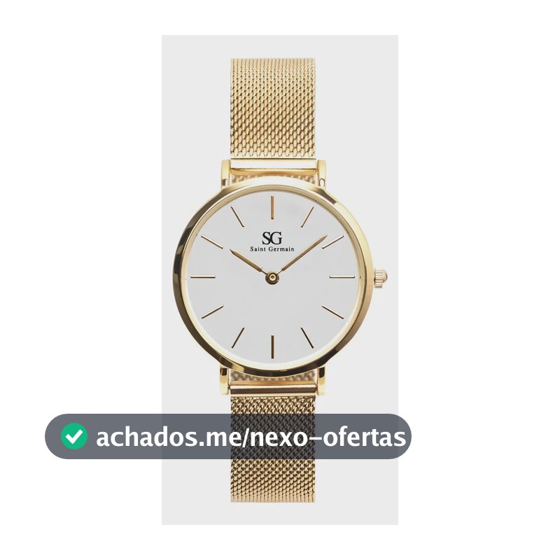 Relógio Feminino Dourado Chelsea Gold 32mm Fundo Branco Saint Germain