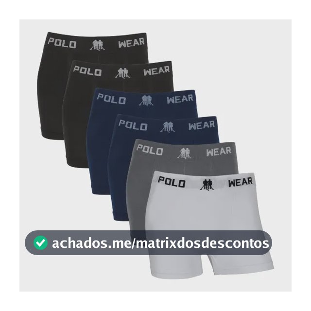 Kit 6 Cuecas Boxer Sem Costura Polo Wear Microfibra