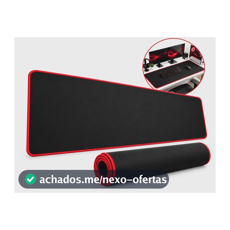 Mouse Pad Gamer Grande DeskPad 80x30cm Speed Profissional Base Antiderrapante Borda Costurada Premium para Teclado Mouse Setup Gamer e Escritório
