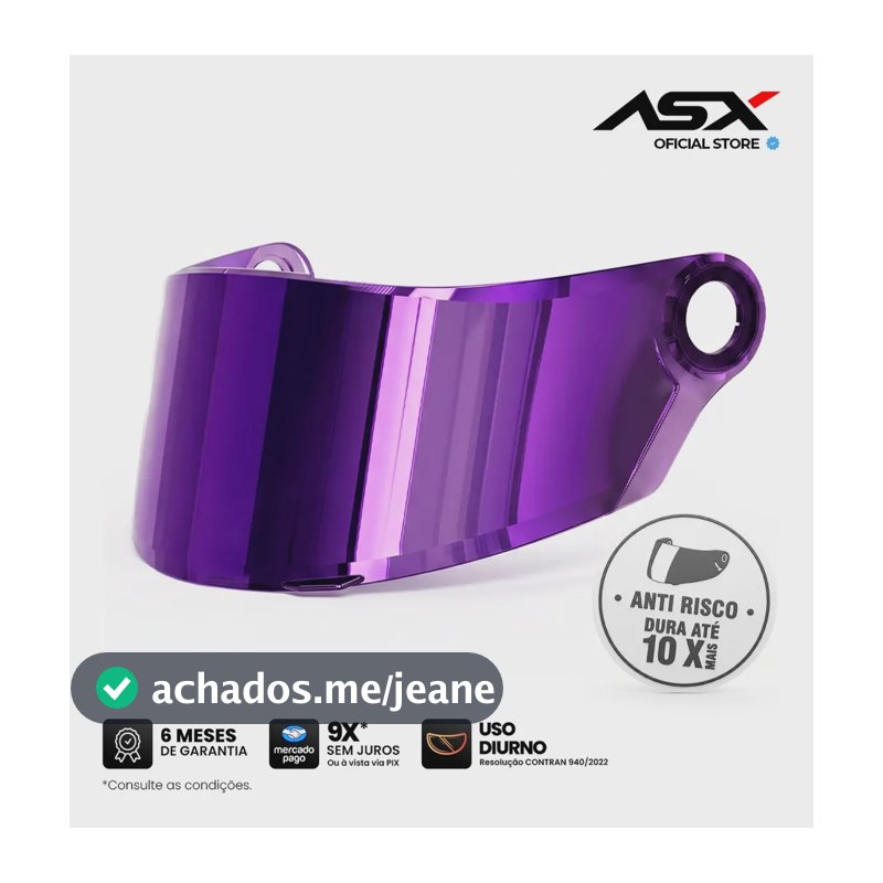 Viseira Para Capacete Ff358/fw3 Purple Lilás Espelhada Lilás
