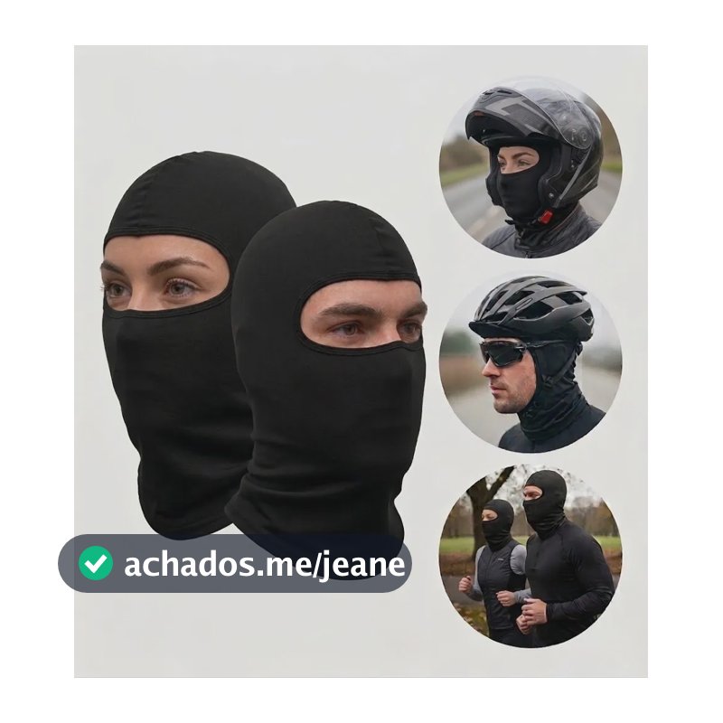Touca Motoqueiro Ninja Balaclava Térmica Proteção Uv50+ Kit 2 Único