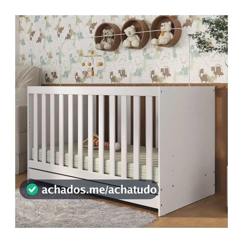 Berço 3 em 1 com Colchão Incluso Doce de Leite Multimóveis MP4244 Branco