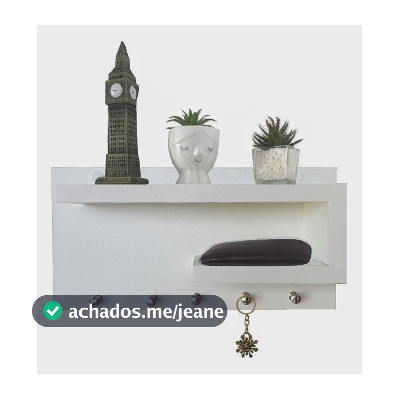 Porta Chave De Parede Organizador Com Prateleira Mdf Cor Branco