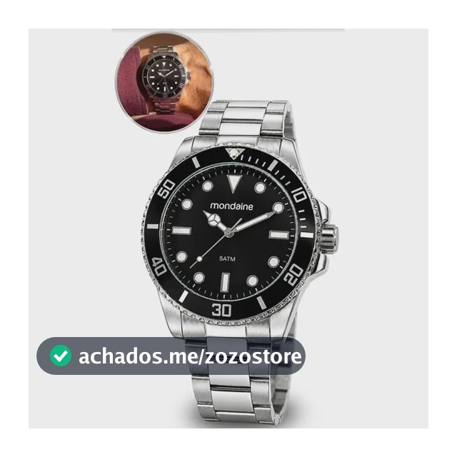 Relógio Prata Masculino Mondiane 32549g0mvne1 Cor da correia Prateado Cor do fundo Preto